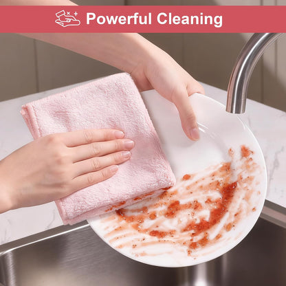18 Pack Microfiber Cleaning Cloth, Kitchen Towels for Dish Drying Washing, Absorbent Streak Free Lint Free Rags for Cleaning, Reusable and Washable Towels - 10" x 10"