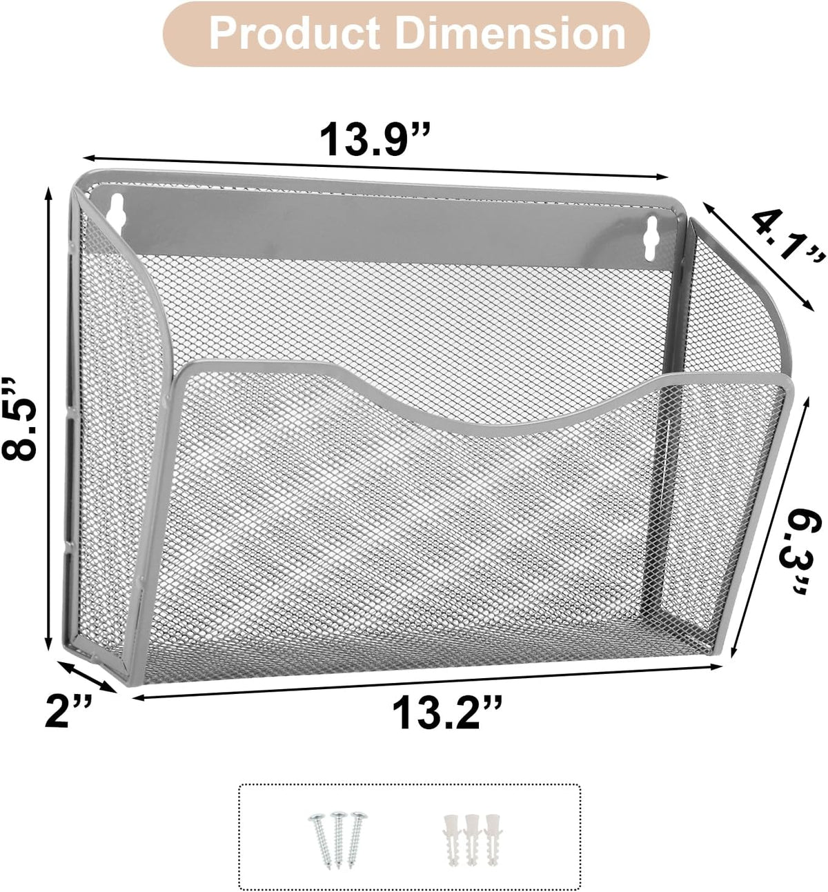 EASEPRES 3 Single Pocket Mesh Hanging File Organizer, Vertical Wall Mounted Magazine File Holder, Mount Basket Mail Paper Document Folder Organizing for Office, Home and School, Black