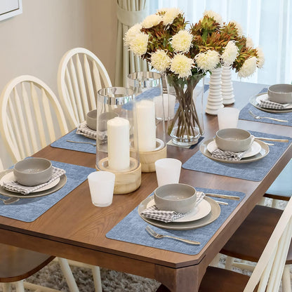 Maxpearl Faux Leather Placemats Set of 6 - Waterproof - Wipe Clean - Heat Resistant - Anti Slip Dining Table Place Mats, Suitable for Indoor & Outdoor Use, 17’’×12’’, Beige