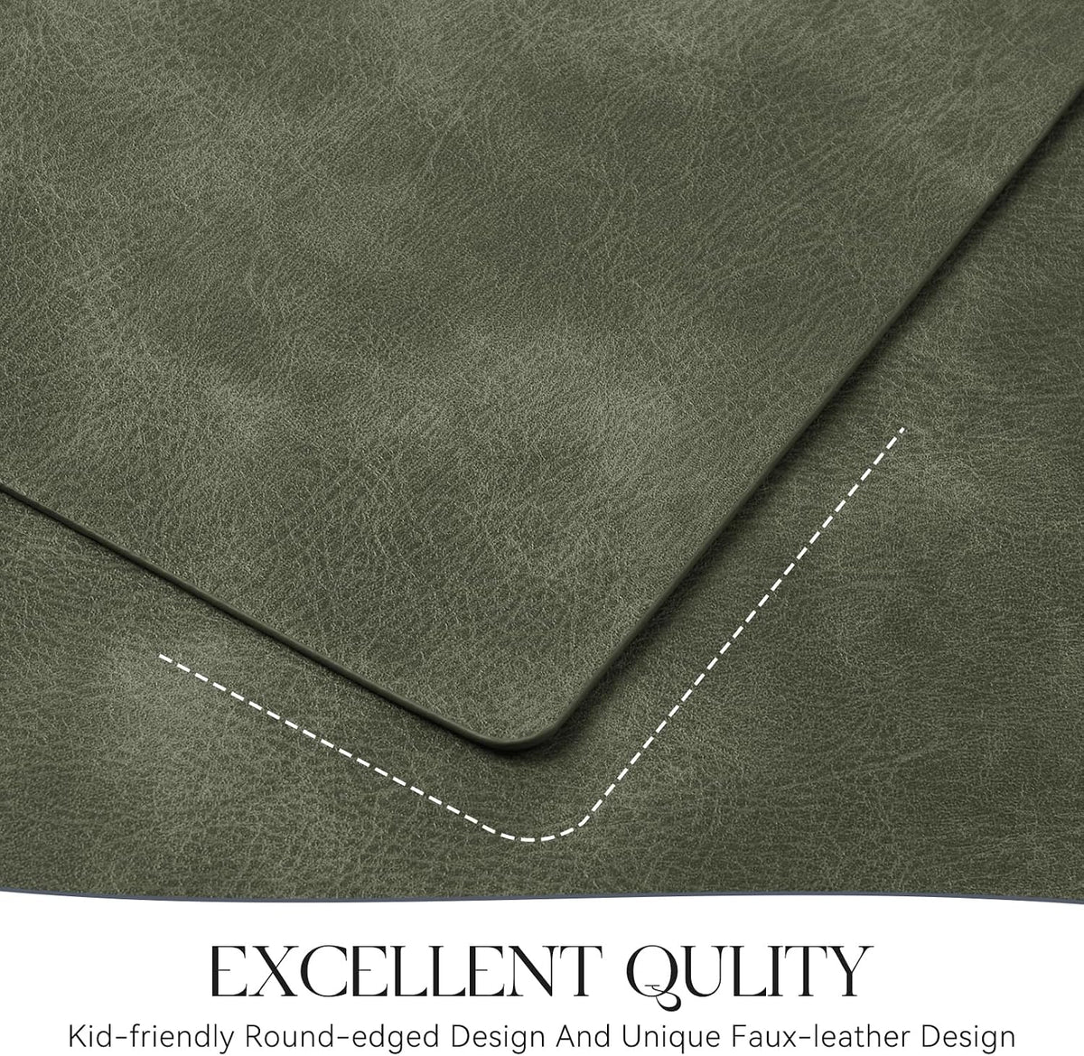 MOSAYT Vinyl Placemats Set of 6-12 X 17 Inch - Faux Leather 100% Waterproof Oil-Proof Wipeable PU Place Mats, Heat Resistant Reversible Table Mats for Kitchen, Dining, Outdoor, Reddish Brown