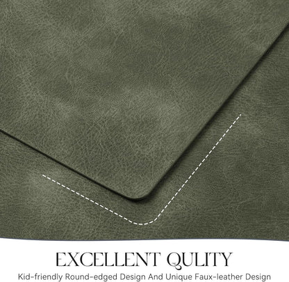 MOSAYT Vinyl Placemats Set of 6-12 X 17 Inch - Faux Leather 100% Waterproof Oil-Proof Wipeable PU Place Mats, Heat Resistant Reversible Table Mats for Kitchen, Dining, Outdoor, Reddish Brown