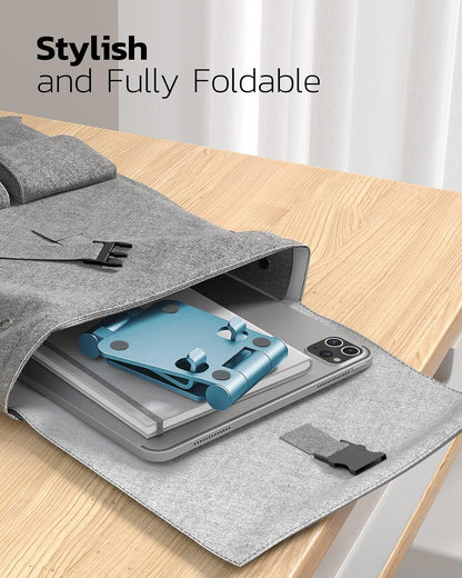 Nulaxy Dual Folding Cell Phone Stand, Fully Adjustable Foldable Desktop Phone Holder Cradle Dock Compatible with iPhone 17 16 15 14 13 12 11 Pro Max Xs Xr X 8, Nintendo Switch, All Phones - Purple