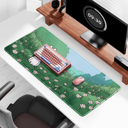 Auhoahsil Desk Mat, Ultra Large Mouse Pad, XXL Gaming Mousepad, Green Tropical Leaves Deskpad, Big Extended Full Size Mouse Pad, Desktop Desk Matt for Keyboard, Laptop & Computer, 35.5 x 15.7 in - Colors A