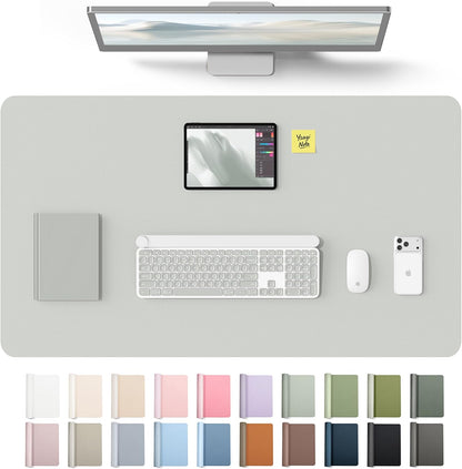 YSAGi Leather Desk Pad Protector, Office Desk Mat, Large Mouse Pad, Non-Slip PU Leather Desk Blotter, Waterproof Laptop Desk Writing Pad for Office and Home (23.6" x 13.8", Eggshell) - Colors A