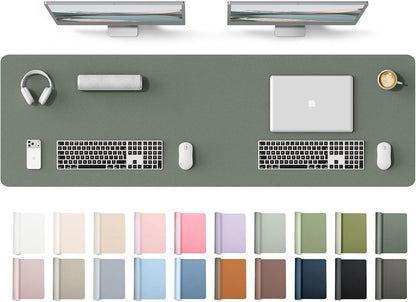 YSAGi Leather Desk Pad Protector, Office Desk Mat, Large Mouse Pad, Non-Slip PU Leather Desk Blotter, Waterproof Laptop Desk Writing Pad for Office and Home (23.6" x 13.8", Eggshell) - Colors A