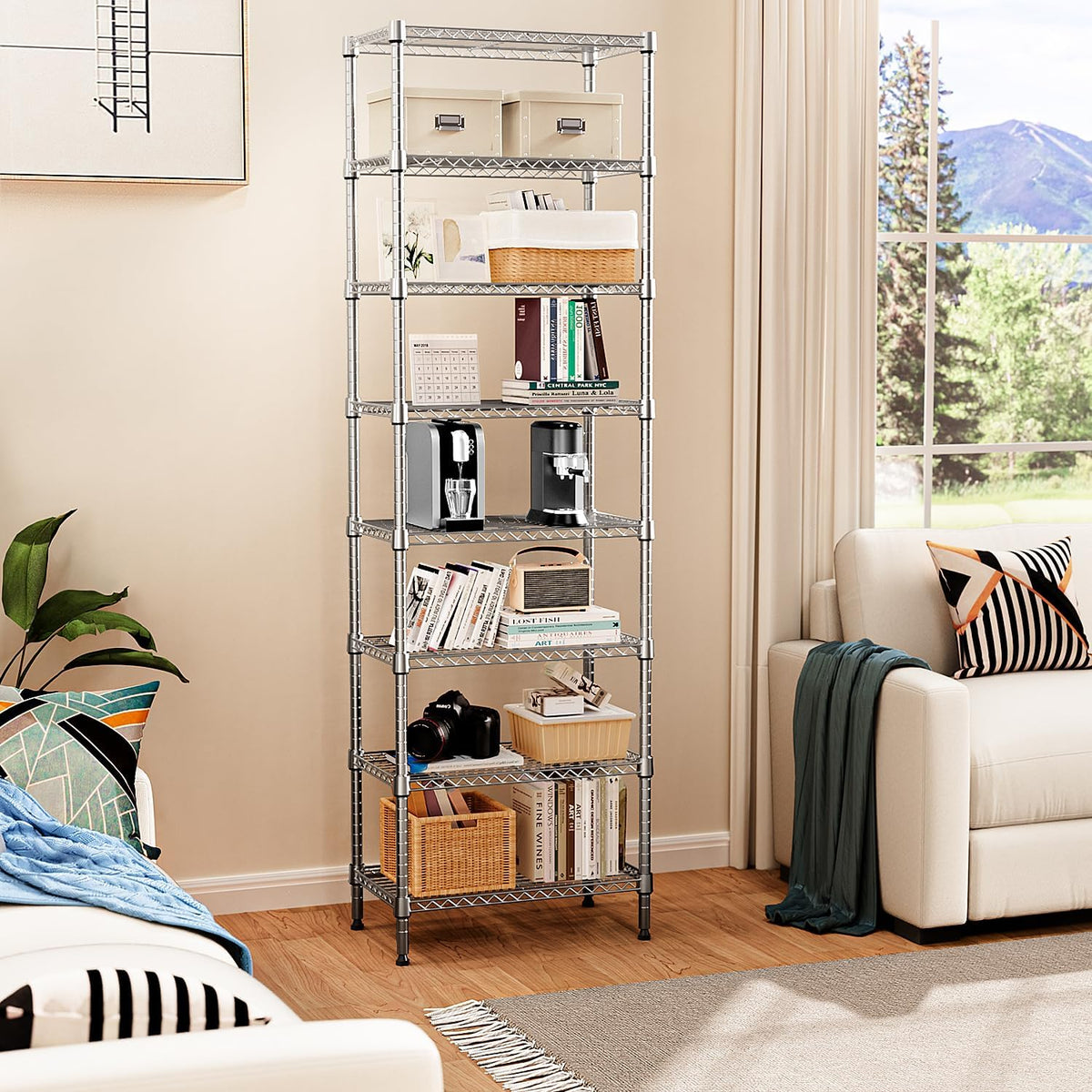 M MZG 450 lbs Steel Storage Shelving 3-Tier Utility Shelving Unit Steel Organizer Wire Rack for Home,Kitchen,Office (11.8" D x 17.7" W x 26.3" H) - Colors A