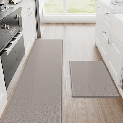 StepRite Kitchen Mats, 2PCS Kitchen Rugs, Cushioned Anti Fatigue Kitchen Mats for Floor, Non-Slip Standing Desk Mat, Waterproof Kitchen Rug Set for Kitchen, Floor, Office, 17.3"x30"+17.3"x47", Black