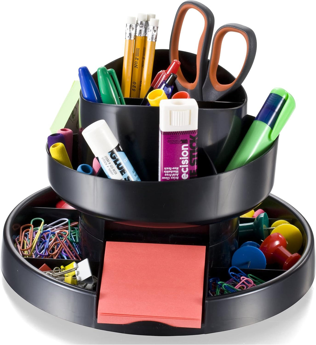 Recycled Rotary Organizer, 16 compartments, 10 1/4 x 6 3/4, Black