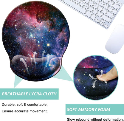 Mouse Pad with Wrist Support, Ergonomic Mouse Pad with Memory Foam Wrist Rest Cushion, Non-Slip Rubber Base Gaming Mice Pad for Home Office Computer Laptop, Flower Black