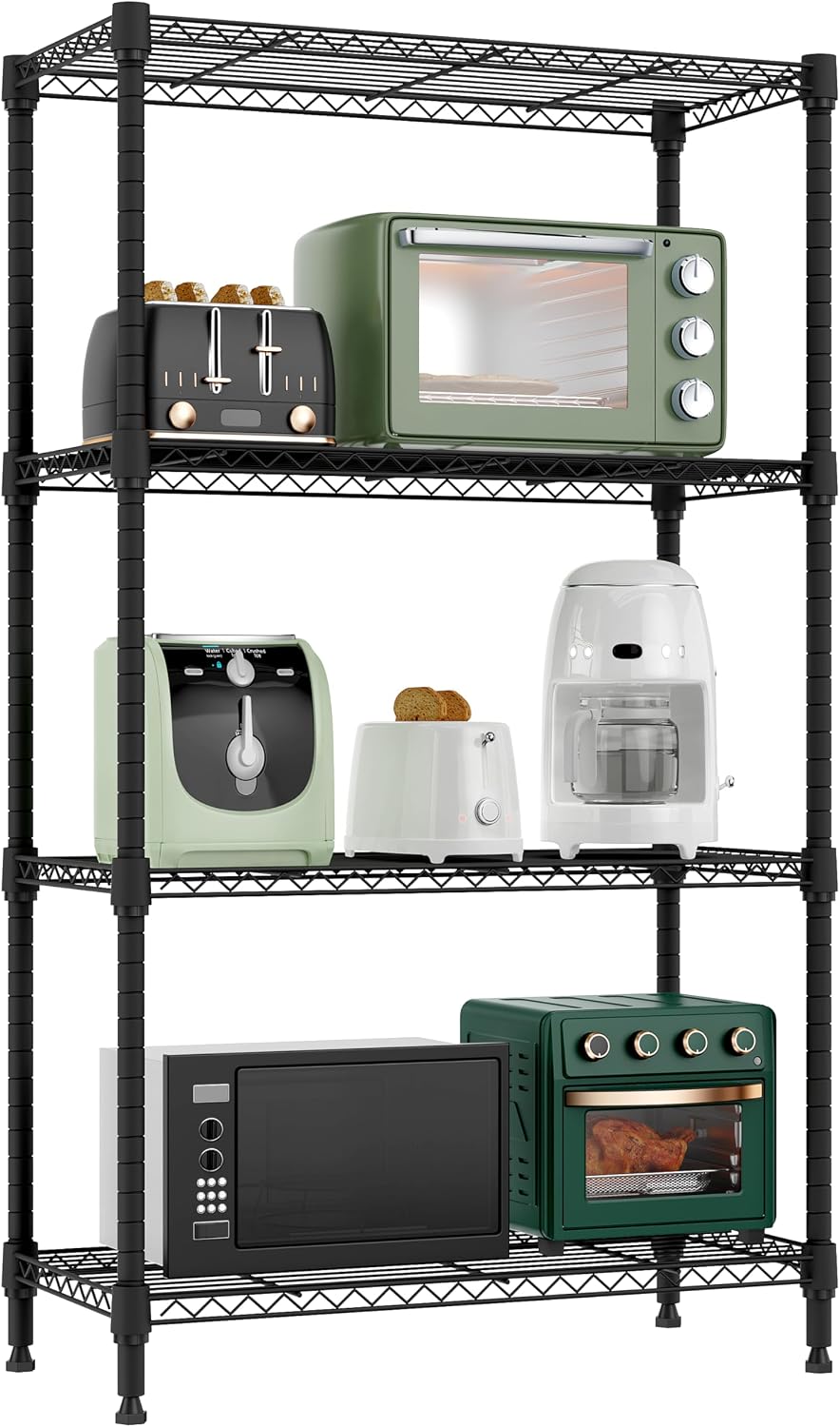 M MZG 450 lbs Steel Storage Shelving 3-Tier Utility Shelving Unit Steel Organizer Wire Rack for Home,Kitchen,Office (11.8" D x 17.7" W x 26.3" H) - Colors A