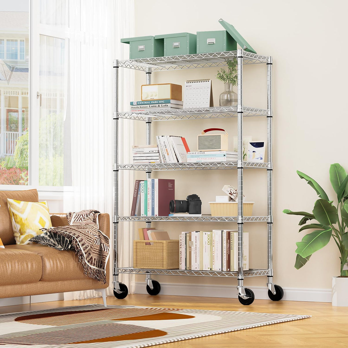 M MZG 450 lbs Steel Storage Shelving 3-Tier Utility Shelving Unit Steel Organizer Wire Rack for Home,Kitchen,Office (11.8" D x 17.7" W x 26.3" H) - Colors B