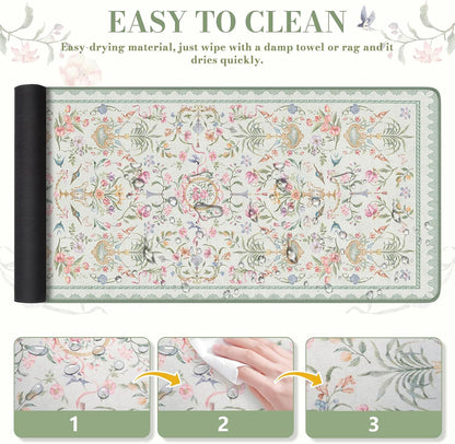 Desk Mat,Mouse Pad for Office Desk,35.4x15.7in,Pink Flowers