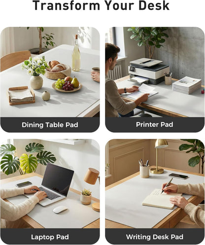 Aothia Leather Office Desk Pad Protector, Non-Slip PU Leather Desk Blotter, Waterproof Laptop Writing Mouse Pad for Office and Home, Black, 31.5" x 15.7" - Colors B