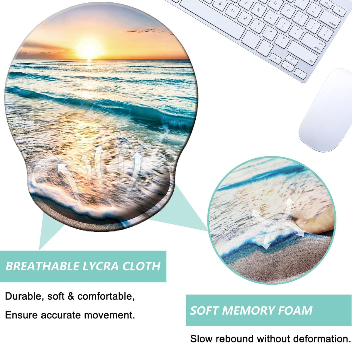 Mouse Pad with Wrist Support, Ergonomic Mouse Pad with Memory Foam Wrist Rest Cushion, Non-Slip Rubber Base Gaming Mice Pad for Home Office Computer Laptop, Flower Black