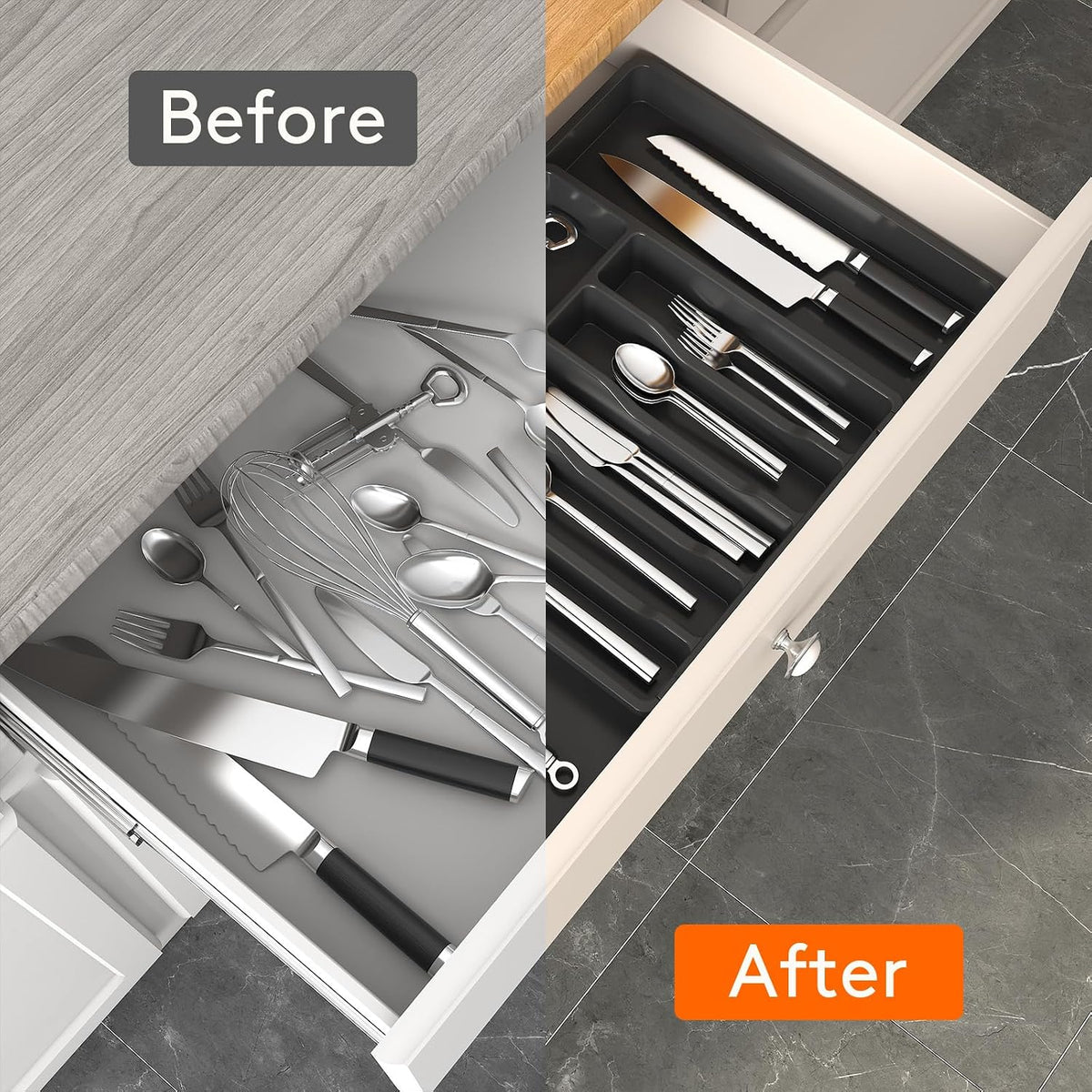 Expandable Silverware Drawer Organizer, Kitchen Utensil Tray