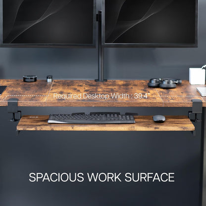 VIVO Extra Long Clamp-on Computer Keyboard and Mouse Under Desk Slider Tray, 34 x 11 inch Pull Out Platform Drawer, Black, MOUNT-KB15EB