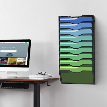 Kuntine.B Wall File Organizer Office Hanging Magazine Holder Wall File Organizer for Office Home (Black, 5 Tier)