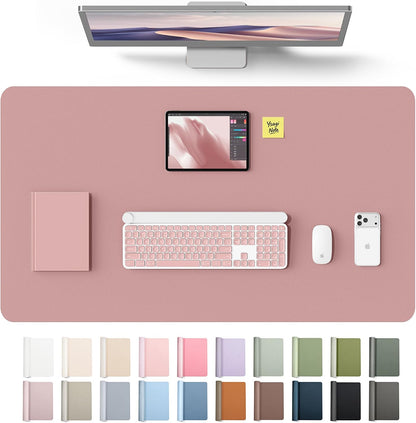 YSAGi Leather Desk Pad Protector, Office Desk Mat, Large Mouse Pad, Non-Slip PU Leather Desk Blotter, Waterproof Laptop Desk Writing Pad for Office and Home (23.6" x 13.8", Eggshell) - Colors A