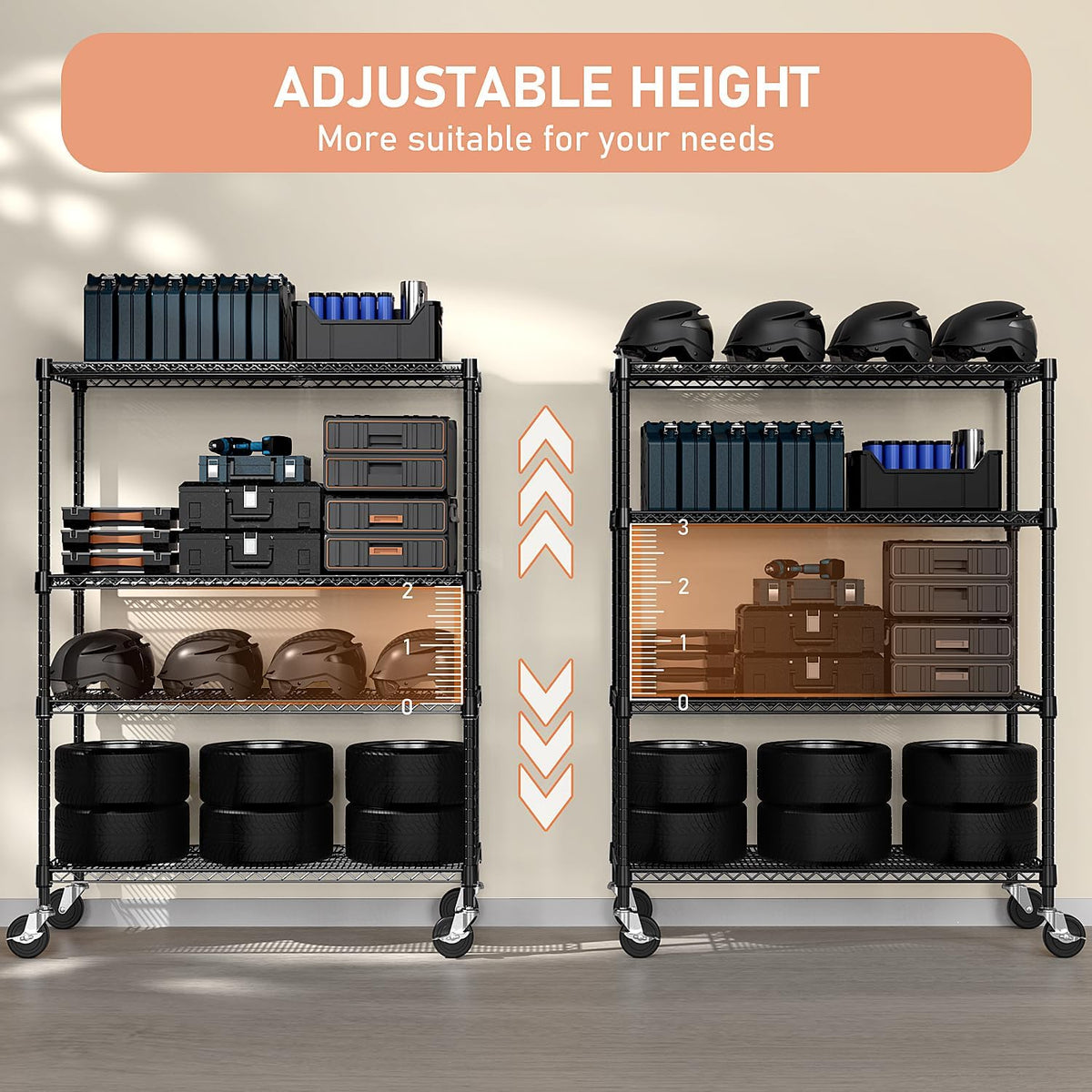 M MZG 450 lbs Steel Storage Shelving 3-Tier Utility Shelving Unit Steel Organizer Wire Rack for Home,Kitchen,Office (11.8" D x 17.7" W x 26.3" H) - Colors A