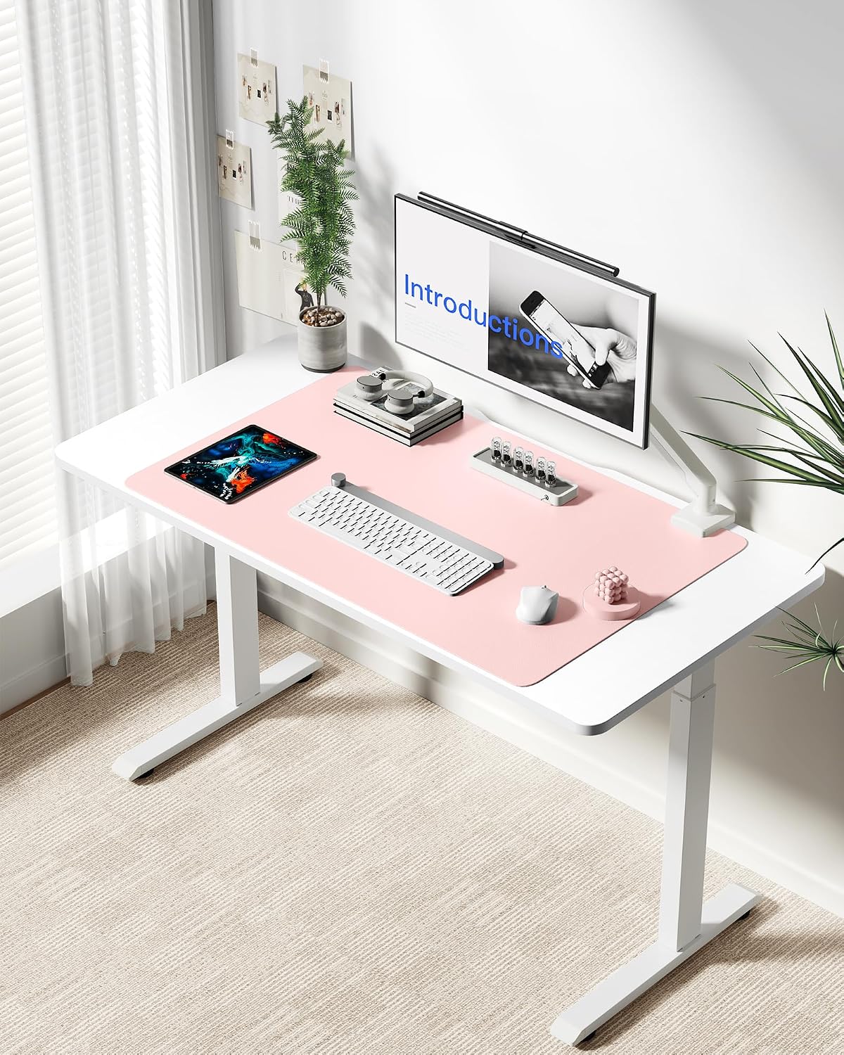 YSAGi Leather Desk Pad Protector, Office Desk Mat, Large Mouse Pad, Non-Slip PU Leather Desk Blotter, Waterproof Laptop Desk Writing Pad for Office and Home (23.6" x 13.8", Eggshell) - Colors A