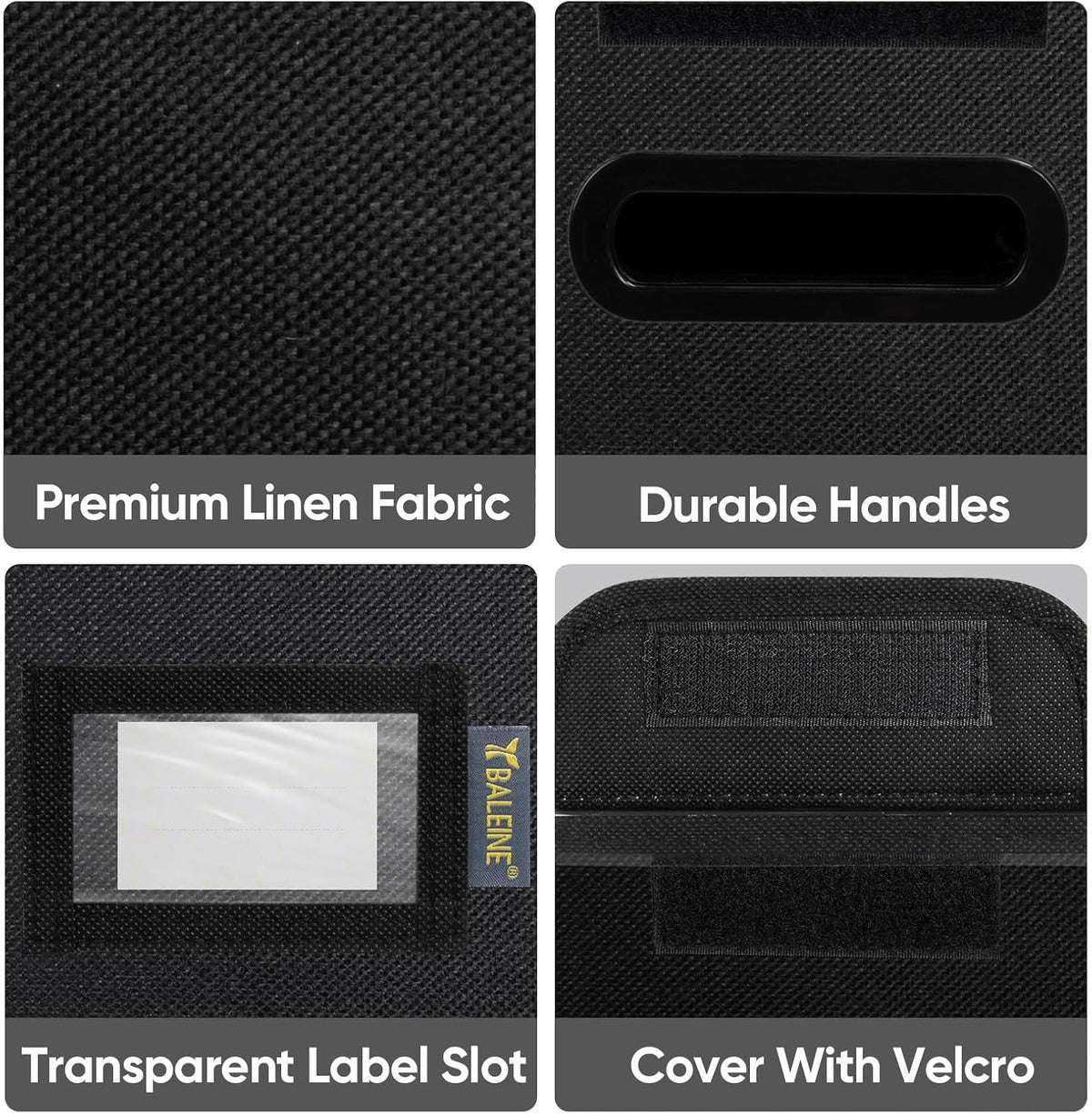 BALEINE File Organizer Box with Lid, Collapsible File Folder Organizer with Plastic Slide, Hanging File Folder Box for Office Document Storage (Black)