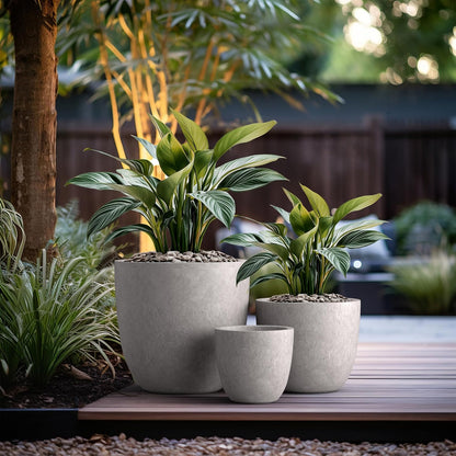 Kante 8.9" H x 10" W Small Concrete Planter, Compact Desktop Plant Pot with Drainage Hole & Rubber Plug – Lightweight Breathable Cement Container for Succulents, Cactus, Herbs, Indoor Outdoor, Gift