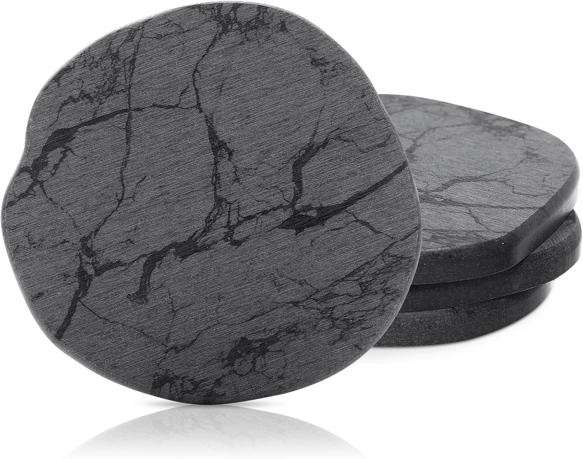 Diatomaceous Earth Coasters Set of 4，Cool Absorbent Quick-Dry Drink Coasters for Desks, Cute Modern Stone Design with Stylish White Aesthetic (4, White)