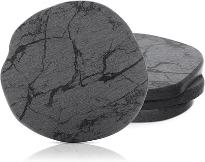 Diatomaceous Earth Coasters Set of 4，Cool Absorbent Quick-Dry Drink Coasters for Desks, Cute Modern Stone Design with Stylish White Aesthetic (4, White)