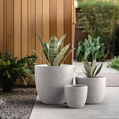 Kante 8.9" H x 10" W Small Concrete Planter, Compact Desktop Plant Pot with Drainage Hole & Rubber Plug – Lightweight Breathable Cement Container for Succulents, Cactus, Herbs, Indoor Outdoor, Gift