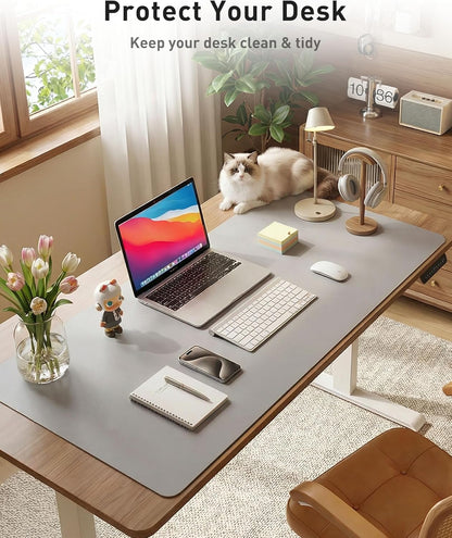 Aothia Leather Office Desk Pad Protector, Non-Slip PU Leather Desk Blotter, Waterproof Laptop Writing Mouse Pad for Office and Home, Black, 31.5" x 15.7" - Colors A