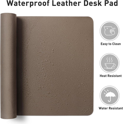 Aothia Leather Office Desk Pad Protector, Non-Slip PU Leather Desk Blotter, Waterproof Laptop Writing Mouse Pad for Office and Home, Black, 31.5" x 15.7" - Colors B
