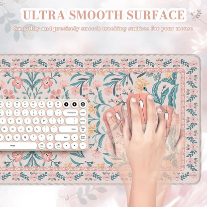 iCasso Desk Mat for Keyboard and Mouse, Large Mouse Pad, Desk Pad Mat, Anti-Slip Big Mousepad with Stitched Edges for Computer Desktop(Deep Green)