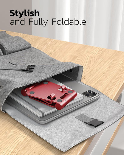 Nulaxy Dual Folding Cell Phone Stand, Fully Adjustable Foldable Desktop Phone Holder Cradle Dock Compatible with iPhone 17 16 15 14 13 12 11 Pro Max Xs Xr X 8, Nintendo Switch, All Phones - Purple