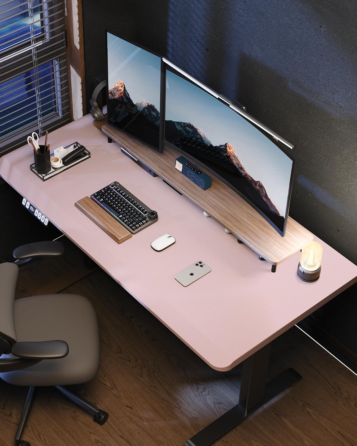 AFIING Large Desk Mat 55" x 24" - PU Leather Desk Pad Protector, Waterproof Non-Slip Extended Mouse Pad for Office Desk, Keyboard, Laptop and Home Workspace (Black)