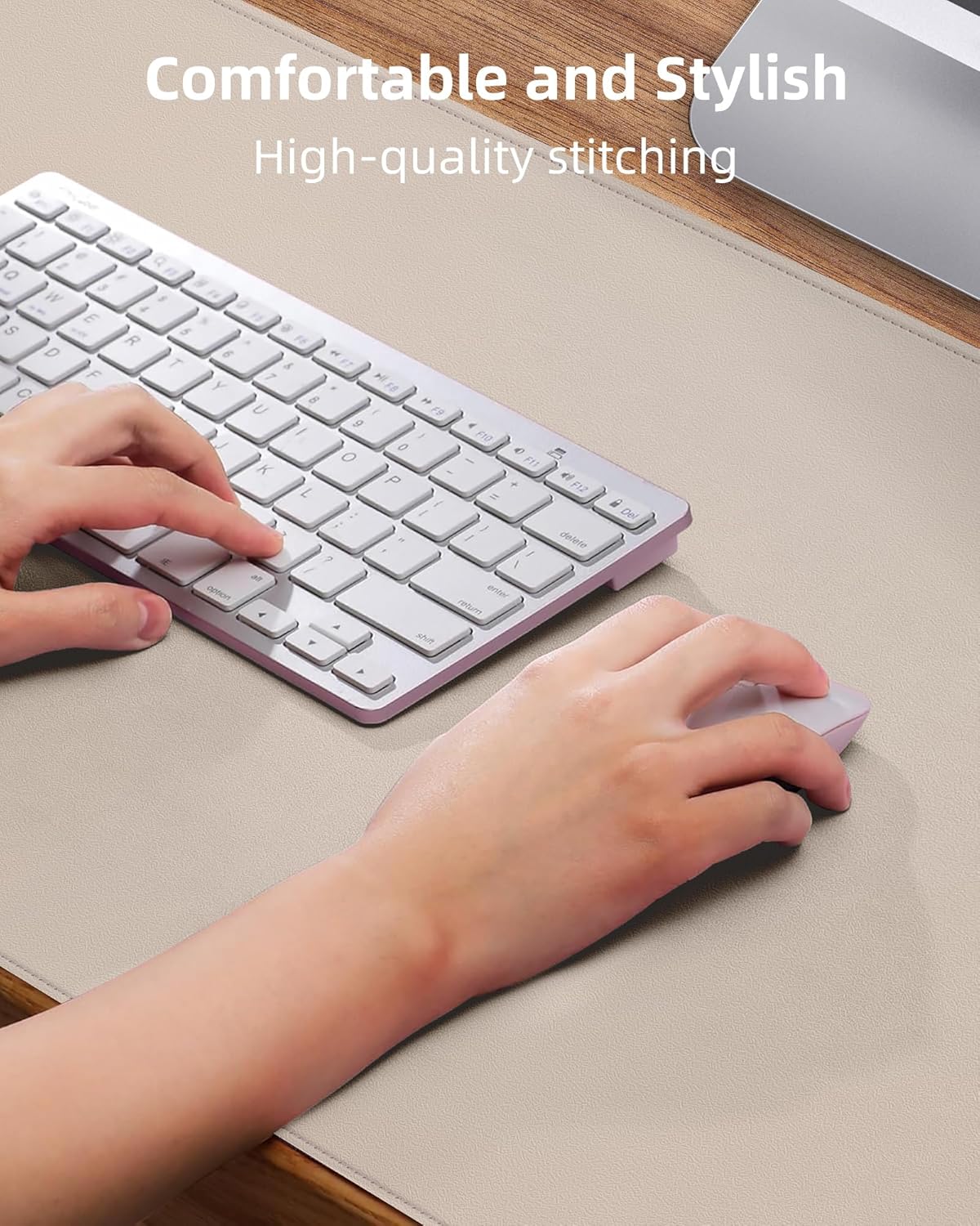 AFIING Large Desk Mat 55" x 24" - PU Leather Desk Pad Protector, Waterproof Non-Slip Extended Mouse Pad for Office Desk, Keyboard, Laptop and Home Workspace (Black)