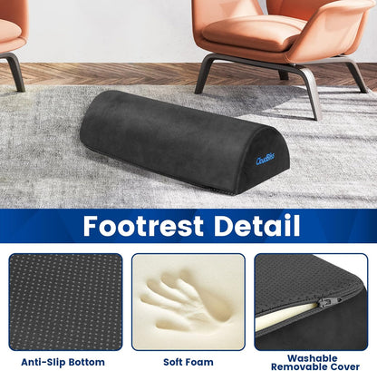 Foot Rest for Under Desk at Work,Office Desk Accessories with Soft Foam and Washable Removable Cover, Foot Stool for Office, Car, Home to Foot Support and Relax Ankles, Black