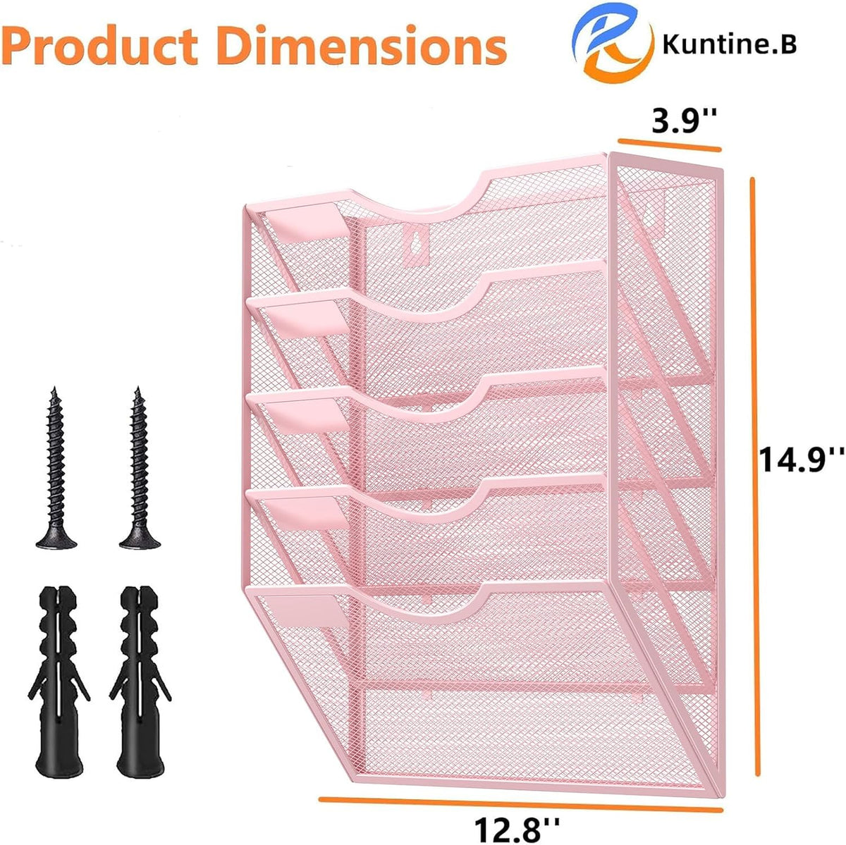 Kuntine.B Wall File Organizer Office Hanging Magazine Holder Wall File Organizer for Office Home (Black, 5 Tier)