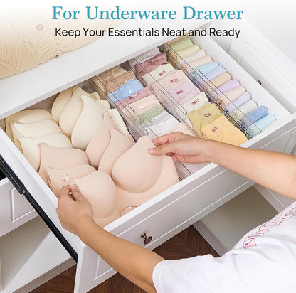 Vtopmart 8 Pack Shallow Drawer Dividers, 2.36" High 12.5"-20.8" Adjustable Expandable Kitchen Drawer Organizer, Clear Plastic Organizer Separators for Flatware, Utensil, Cutlery, Underwear, Clothes