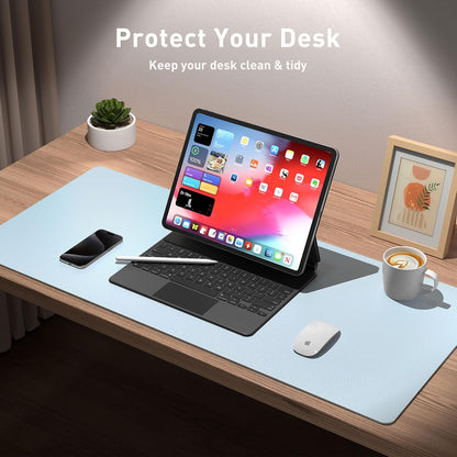 Aothia Leather Office Desk Pad Protector, Non-Slip PU Leather Desk Blotter, Waterproof Laptop Writing Mouse Pad for Office and Home, Black, 31.5" x 15.7" - Colors B