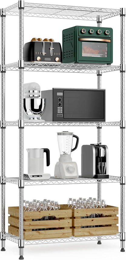 M MZG 450 lbs Steel Storage Shelving 3-Tier Utility Shelving Unit Steel Organizer Wire Rack for Home,Kitchen,Office (11.8" D x 17.7" W x 26.3" H) - Colors B