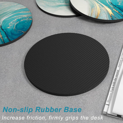 Nipichsha Coasters for Drinks, Set of 6 Cute Absorbent Rubber Drink Coasters for Cup with Non Slip Backing, Kitchen Home Decor Housewarming Gift, Round 4 in, Work Hard