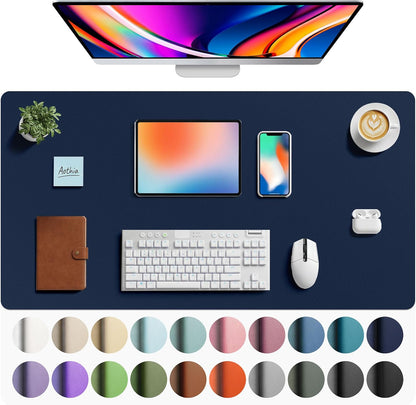 Aothia Leather Office Desk Pad Protector, Non-Slip PU Leather Desk Blotter, Waterproof Laptop Writing Mouse Pad for Office and Home, Black, 31.5" x 15.7" - Colors B