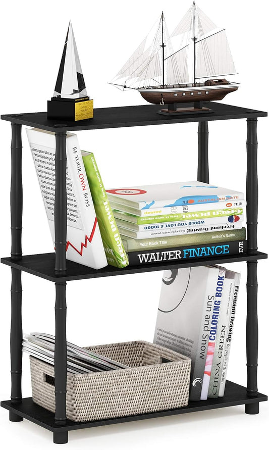 Furinno TURN-N-TUBE Corner Shelf, 5-Tier Corner Bookshelf, Open Storage Shelves, for Organization and Storage, Living Room, Home Office, Garage, Bedroom, Espresso - Colors B