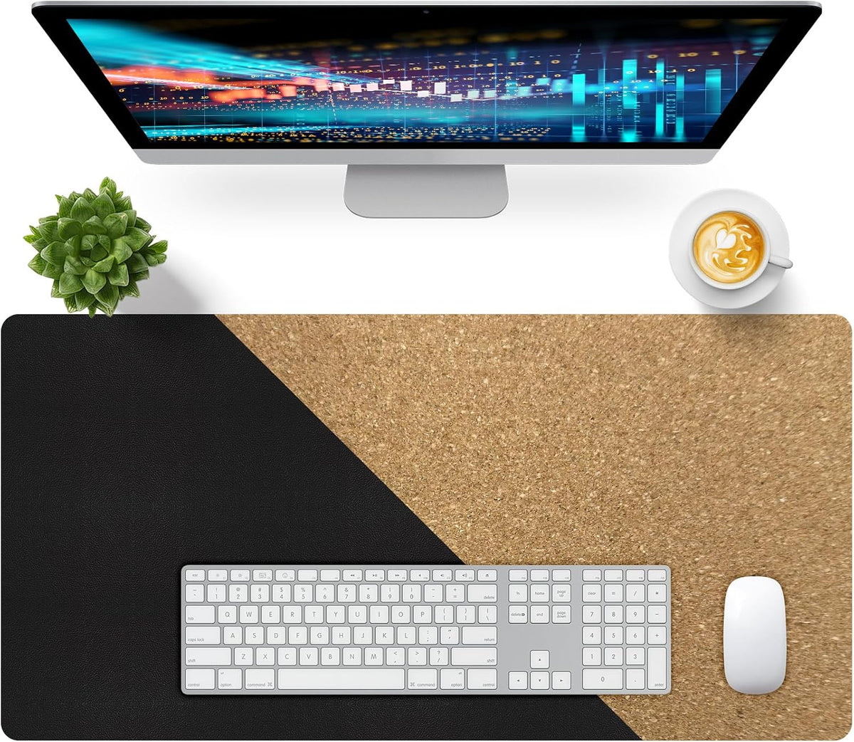 Bloss Leather Desk Pad and Keyboard Wrist Rest, Large Mouse Pad + Keyboard Pad+Mouse Wrist Support, Non-Slip Desk Mat Protector for Office, Home(31.5×15.7 Inches,Beige) - Colors A