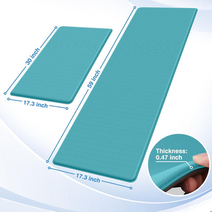 StepRite Kitchen Mats, 2PCS Kitchen Rugs, Cushioned Anti Fatigue Kitchen Mats for Floor, Non-Slip Standing Desk Mat, Waterproof Kitchen Rug Set for Kitchen, Floor, Office, 17.3"x30"+17.3"x47", Black