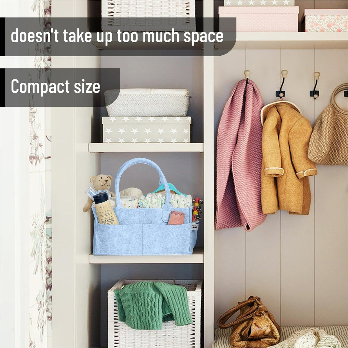 Baby Diaper Caddy Organizer, Gray, Medium