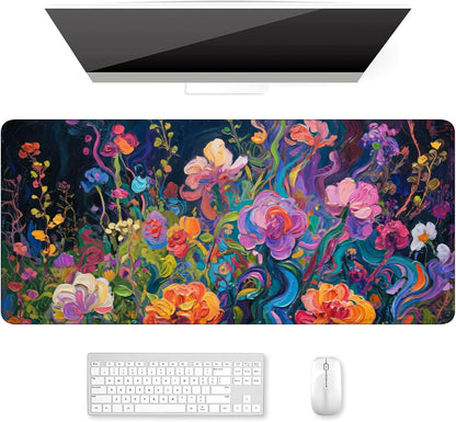 Auhoahsil Desk Mat, Ultra Large Mouse Pad, XXL Gaming Mousepad, Green Tropical Leaves Deskpad, Big Extended Full Size Mouse Pad, Desktop Desk Matt for Keyboard, Laptop & Computer, 35.5 x 15.7 in - Colors B