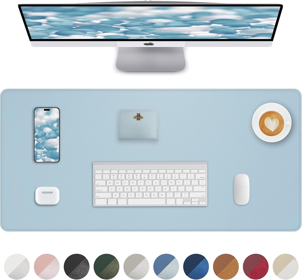 AFIING Large Desk Mat 55" x 24" - PU Leather Desk Pad Protector, Waterproof Non-Slip Extended Mouse Pad for Office Desk, Keyboard, Laptop and Home Workspace (Black)