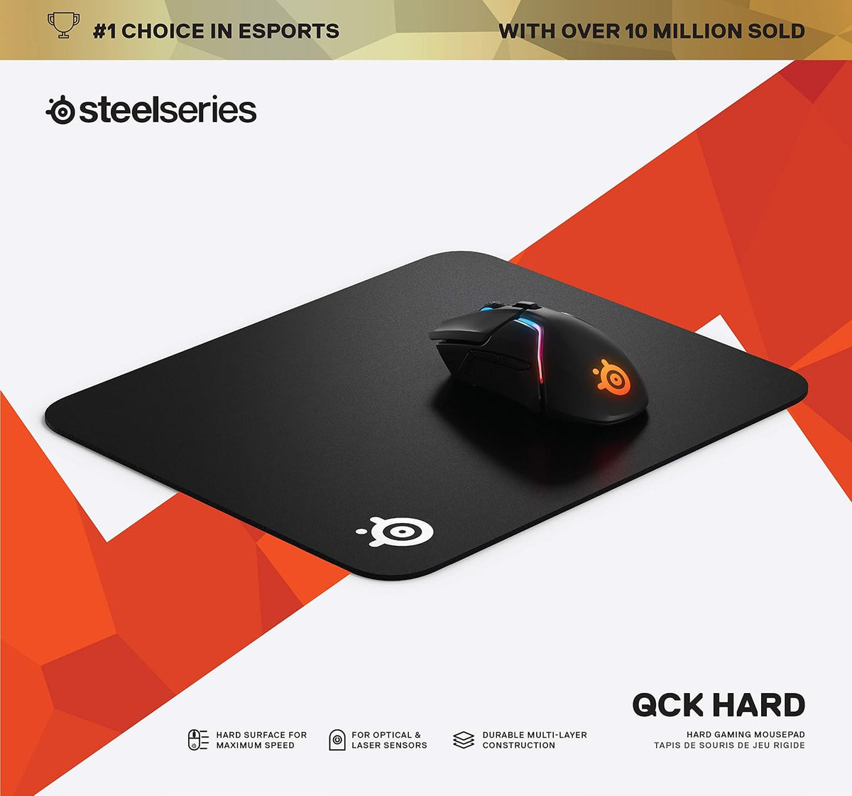 QcK Gaming Mouse Pad - XXL Cloth - Peak Tracking and Stability - Esports Mousepad - Never-Slip - Full Desk Coverage
