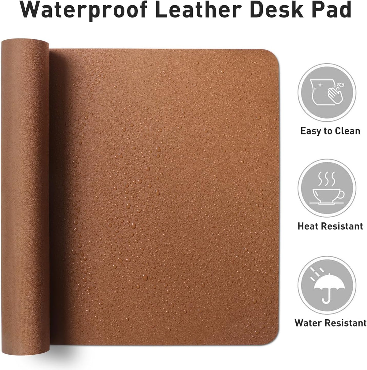 Aothia Leather Office Desk Pad Protector, Non-Slip PU Leather Desk Blotter, Waterproof Laptop Writing Mouse Pad for Office and Home, Black, 31.5" x 15.7" - Colors A